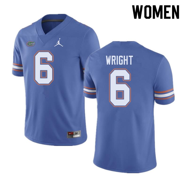 Women's NCAA Florida Gators Nay'Quan Wright #6 Stitched Authentic Jordan Brand Blue College Football Jersey JQM3065IL